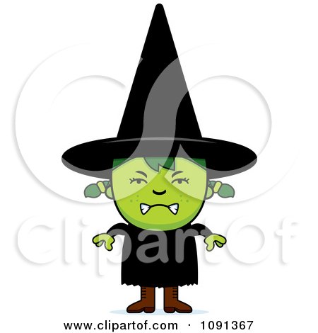 Clipart Mad Green Halloween Witch Girl - Royalty Free Vector Illustration by Cory Thoman