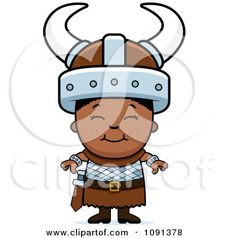 Clipart Happy Black Viking Boy - Royalty Free Vector Illustration by Cory Thoman