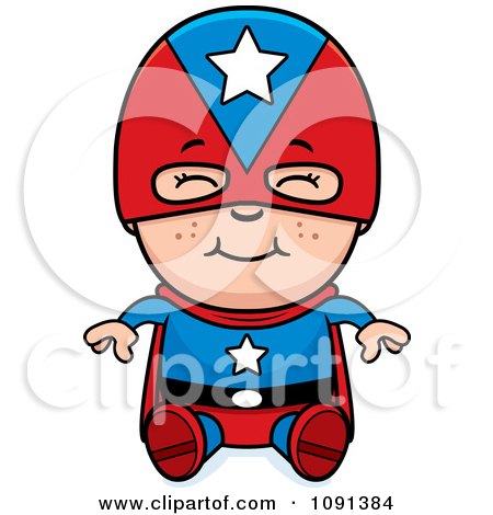 Clipart Happy Super Boy Sitting - Royalty Free Vector Illustration by Cory Thoman