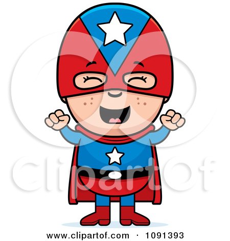 Clipart Happy Super Boy Cheering - Royalty Free Vector Illustration by Cory Thoman