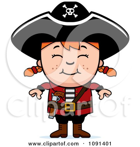 Clipart Happy Pirate Girl - Royalty Free Vector Illustration by Cory Thoman
