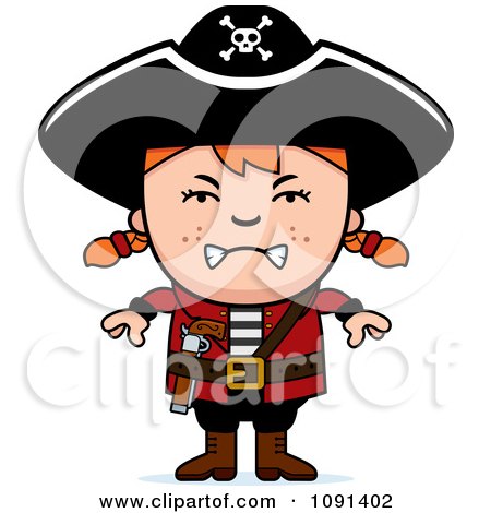 Clipart Mad Pirate Girl - Royalty Free Vector Illustration by Cory Thoman