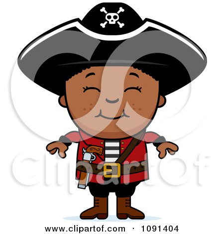 Clipart Happy Black Pirate Boy - Royalty Free Vector Illustration by Cory Thoman