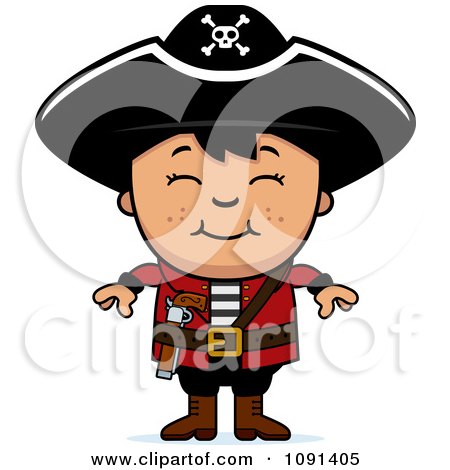 Clipart Happy Asian Pirate Boy - Royalty Free Vector Illustration by Cory Thoman