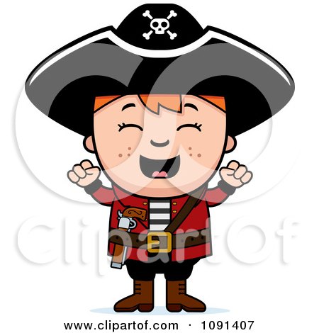 Clipart Happy Pirate Boy Cheering - Royalty Free Vector Illustration by Cory Thoman