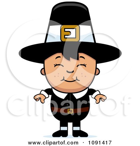 Clipart Happy Asian Pilgrim Boy - Royalty Free Vector Illustration by Cory Thoman