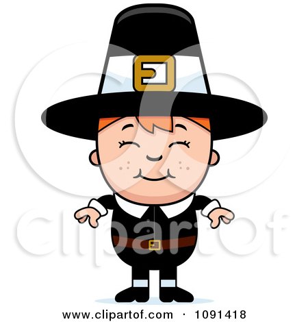 Clipart Happy Pilgrim Boy - Royalty Free Vector Illustration by Cory Thoman