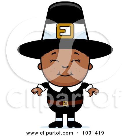 Clipart Happy Black Pilgrim Boy - Royalty Free Vector Illustration by Cory Thoman