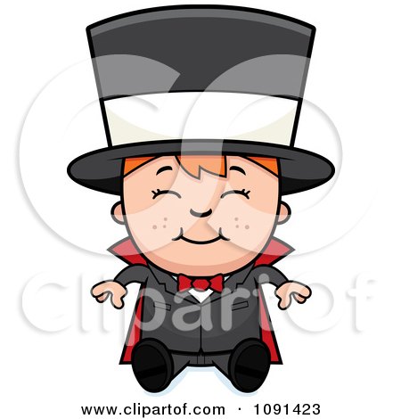 Clipart Happy Magician Boy Sitting - Royalty Free Vector Illustration by Cory Thoman