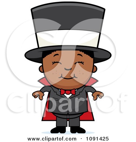 Clipart Happy Black Magician Boy Smiling - Royalty Free Vector Illustration by Cory Thoman