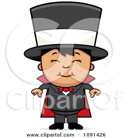 Clipart Happy Asian Magician Boy Smiling - Royalty Free Vector Illustration by Cory Thoman