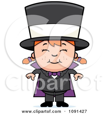Clipart Happy Magician Girl Smiling - Royalty Free Vector Illustration by Cory Thoman