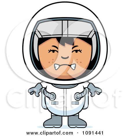 Clipart Mad Astronaut Girl - Royalty Free Vector Illustration by Cory Thoman