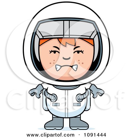 Clipart Mad Red Haired Astronaut Girl - Royalty Free Vector Illustration by Cory Thoman