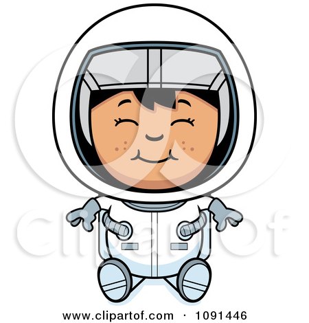 Clipart Sitting Astronaut Girl - Royalty Free Vector Illustration by Cory Thoman