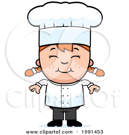 Clipart Happy Red Haired Chef Girl Smiling - Royalty Free Vector Illustration by Cory Thoman