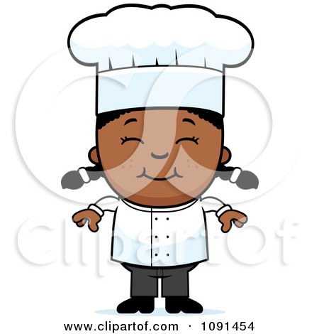 Clipart Happy Black Chef Girl Smiling - Royalty Free Vector Illustration by Cory Thoman