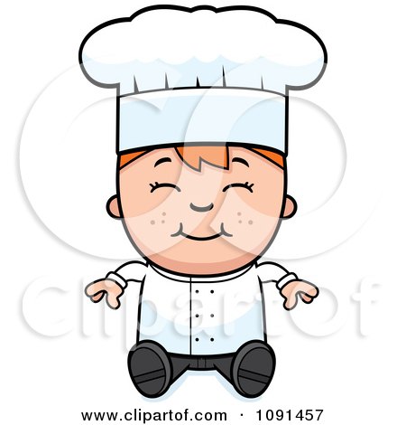 Clipart Happy Chef Boy Sitting - Royalty Free Vector Illustration by Cory Thoman