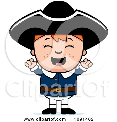 Clipart Colonial Boy Cheering - Royalty Free Vector Illustration by Cory Thoman