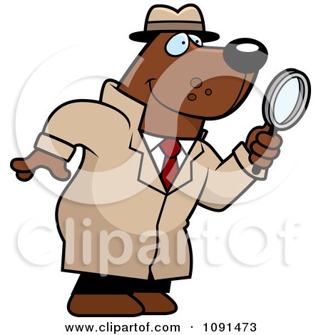 Clipart Bear Detective Using A Magnifying Glass - Royalty Free Vector Illustration by Cory Thoman