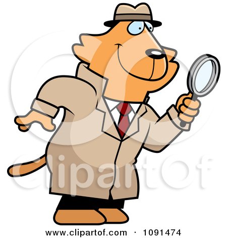 Clipart Cat Detective Using A Magnifying Glass - Royalty Free Vector Illustration by Cory Thoman