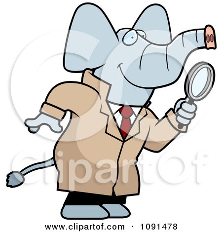 Clipart Elephant Detective Using A Magnifying Glass - Royalty Free Vector Illustration by Cory Thoman