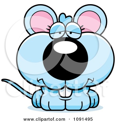 Clipart Cute Depressed Blue Mouse - Royalty Free Vector Illustration by Cory Thoman