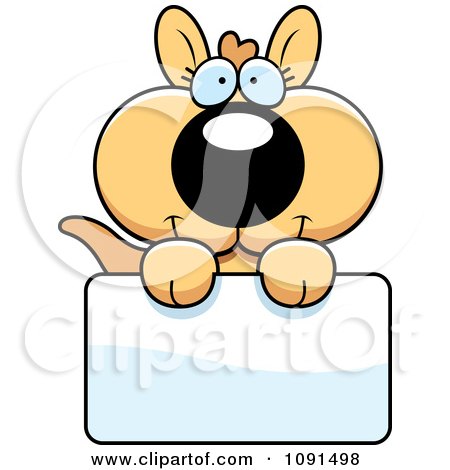 Clipart Cute Kangaroo Holding A Sign - Royalty Free Vector Illustration by Cory Thoman