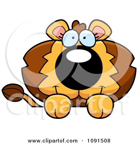 Clipart Cute Lion Over A Surface - Royalty Free Vector Illustration by Cory Thoman