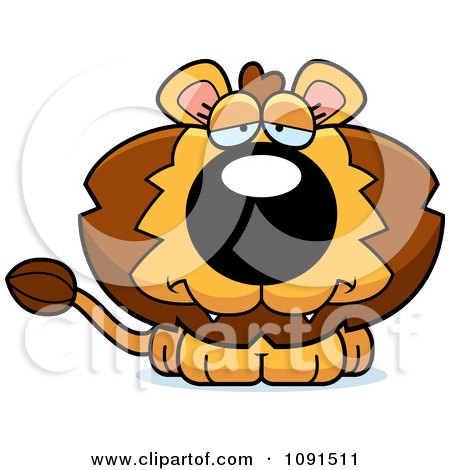 Clipart Cute Depressed Lion - Royalty Free Vector Illustration by Cory Thoman