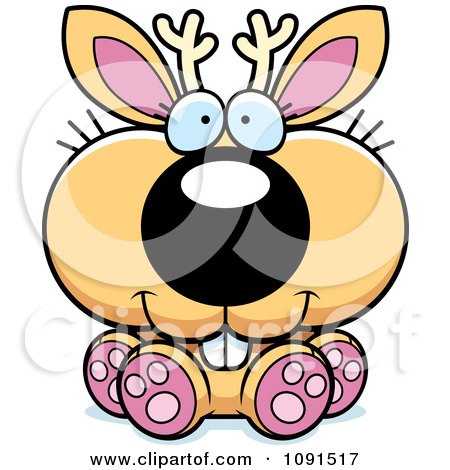 Clipart Cute Sitting Jackalope - Royalty Free Vector Illustration by Cory Thoman