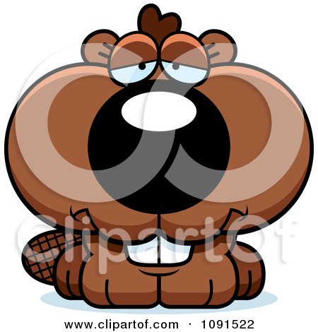 Clipart Cute Depressed Beaver - Royalty Free Vector Illustration by Cory Thoman