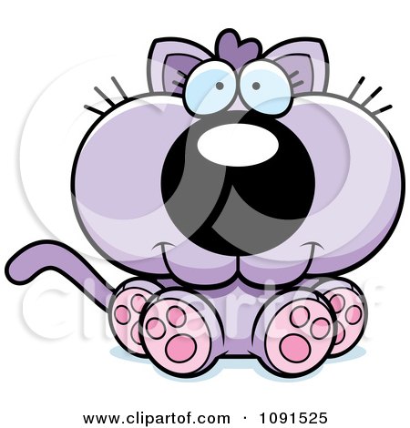 Clipart Cute Sitting Purple Kitten - Royalty Free Vector Illustration by Cory Thoman