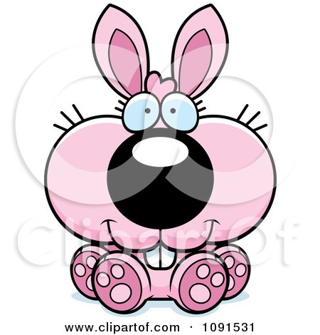 Clipart Cute Pink Bunny Sitting - Royalty Free Vector Illustration by Cory Thoman