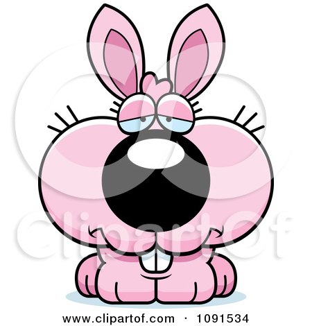 Clipart Cute Depressed Pink Bunny - Royalty Free Vector Illustration by Cory Thoman