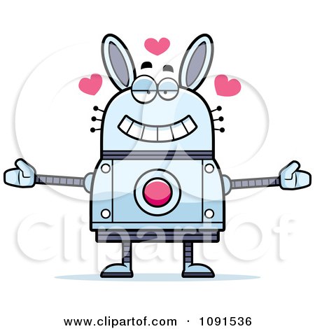 Clipart Loving Robot Rabbit - Royalty Free Vector Illustration by Cory Thoman