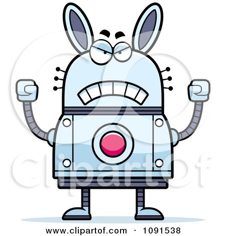 Clipart Mad Robot Rabbit - Royalty Free Vector Illustration by Cory Thoman