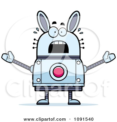 Clipart Scared Robot Rabbit - Royalty Free Vector Illustration by Cory Thoman