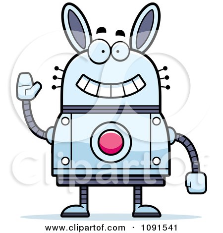Clipart Waving Robot Rabbit - Royalty Free Vector Illustration by Cory Thoman