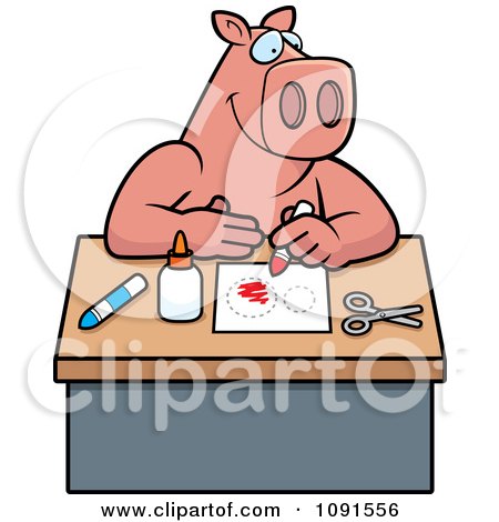 Clipart Arts And Crafts Pig - Royalty Free Vector Illustration by Cory Thoman