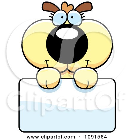Clipart Cute Dog Holding A Sign - Royalty Free Vector Illustration by Cory Thoman