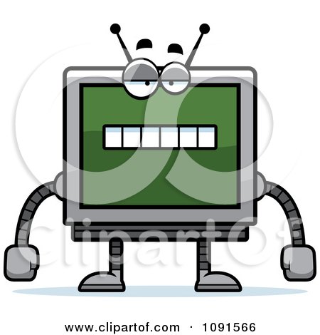 Clipart Bored Screen Robot - Royalty Free Vector Illustration by Cory Thoman