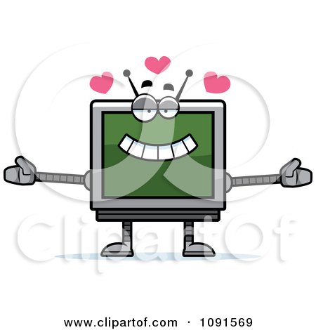 Clipart Loving Screen Robot - Royalty Free Vector Illustration by Cory Thoman