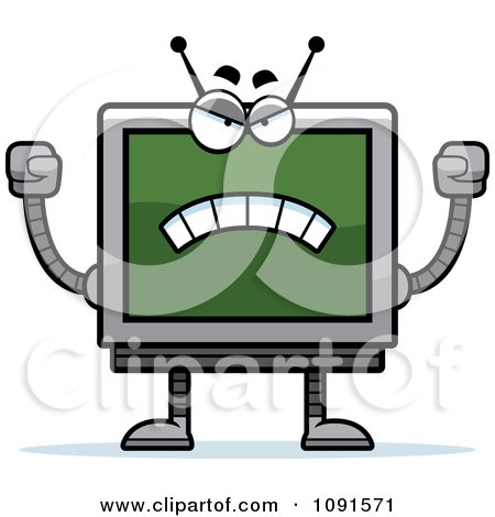 Clipart Mad Screen Robot - Royalty Free Vector Illustration by Cory Thoman