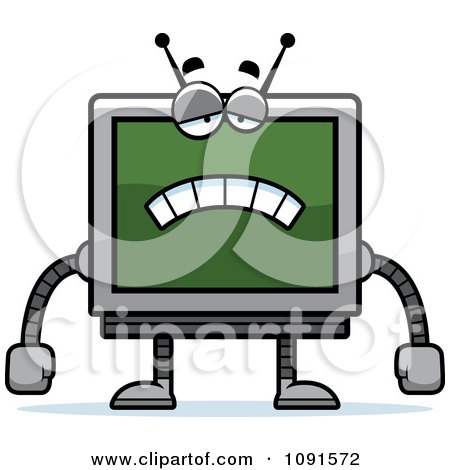 Clipart Sad Screen Robot - Royalty Free Vector Illustration by Cory Thoman