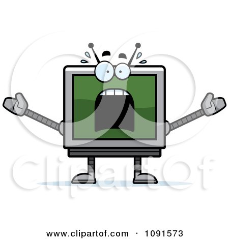 Clipart Scared Screen Robot - Royalty Free Vector Illustration by Cory Thoman