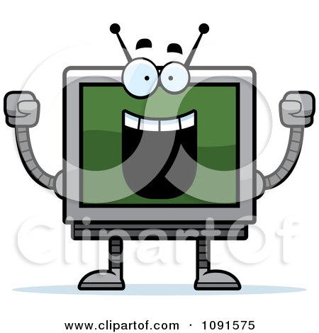 Clipart Cheering Screen Robot - Royalty Free Vector Illustration by Cory Thoman