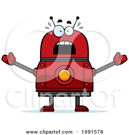 Clipart Scared Red Robot - Royalty Free Vector Illustration by Cory Thoman