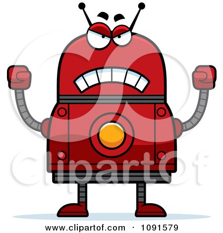 Clipart Mad Red Robot - Royalty Free Vector Illustration by Cory Thoman