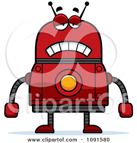 Clipart Sad Red Robot - Royalty Free Vector Illustration by Cory Thoman